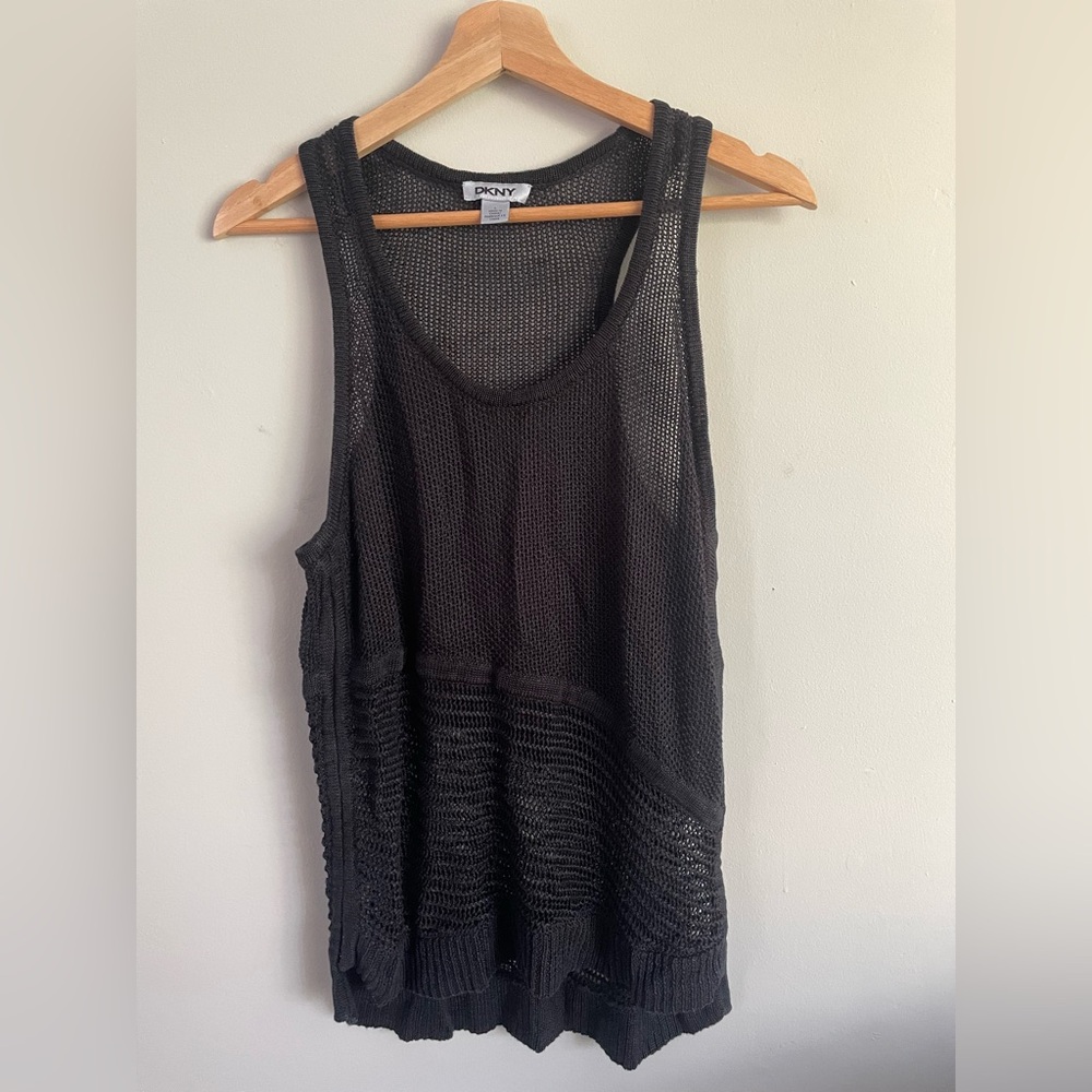 DKNY Black Mesh Tank Top